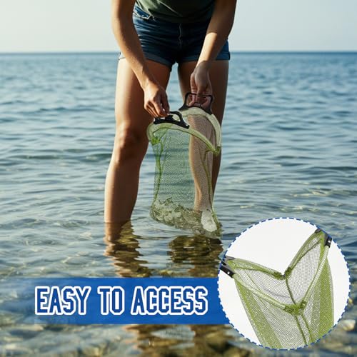 4 Pcs Lobster Clam Diving Chum Bags for Saltwater Fishing Mesh Dive Bag with Handle Lock for Fishing Clamming Diving Snorkeling Scalloping (Green)
