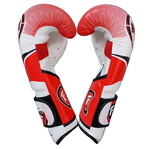 Farabi Pro Fighter Boxing Gloves Sparring Gym Bag Punching Focus Pad Mitts - color: Red, size: 12Oz