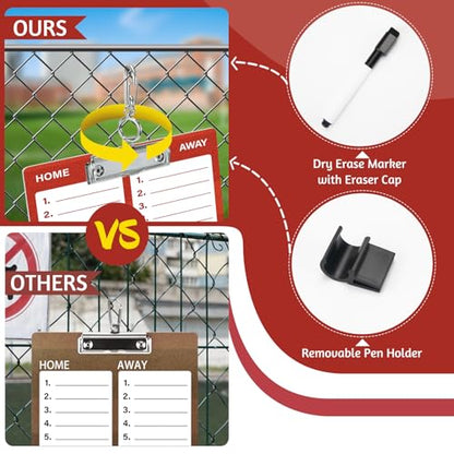 WISYOK Dry Erase Baseball Clipboard, Double Sided, Red | Marker, Lineup Board for Coaches, Management, Practice Planning, Game Strategy, Team Meetings - style: Baseball Red