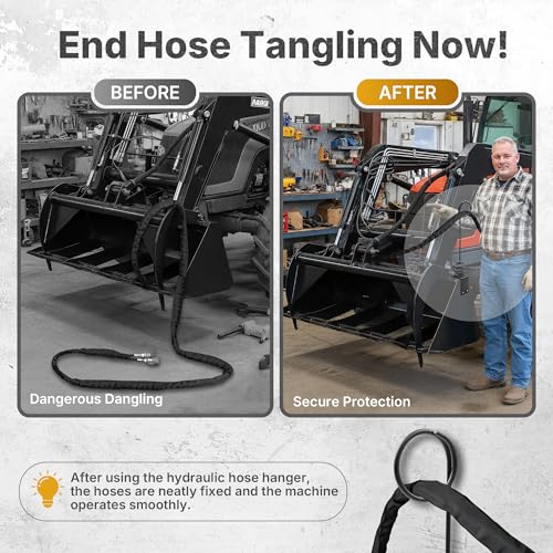 2PCS Bolt on Hose Hanger Hydraulic Hose Hanger for Tractor with Bolts Heavy Duty Tractor Accessories & Attachments, Prevent from Damaging The Hoses, Black