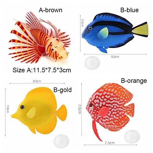 Fish Tank Landscape Ocean Tropical Fish Underwater Ornaments Lionfish Simulation Fish Aquatic Pet Supplies(B,Blue)