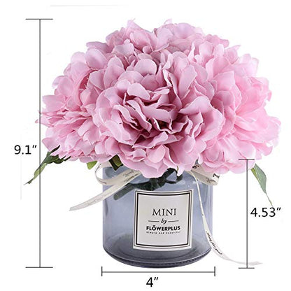 XIAYAN Artificial Flower and Glass Bottle Set, Isn Style, Suitable for Living Room, Dining Table, Office, Wedding, Hotel Banquet and Family Decoration. (Pink Purple)
