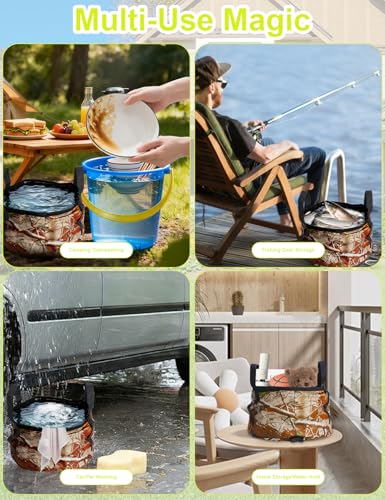 Collapsible Sink Bucket with Handle for Camping,Leakproof Foldable Travel Sink Buckets,Nylon Small Swamp Bucket for Fishing,Cleaning,Washing,Hunting,Water Storage