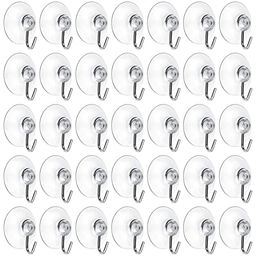 Mudder 80 Pcs Suction Cup Hooks Wall Clear Suction Cups with Metal Hooks Window Hangers for Glass Wall Towel Hangers Supplies Bathroom Glass Kitchen Decorations,3 lbs (30 mm) - size: 30 mm