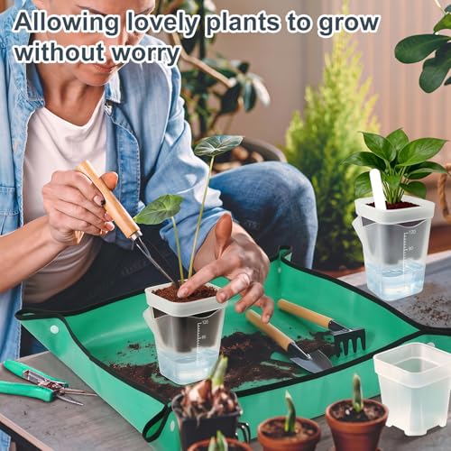 TREWAVE 16 Pack 2" Mini Self Watering Pots for Indoor Plants, Small Clear Plastic Planters with Drainage Holes, Propagation Pots for Alocasia Corms, African Violets, and Succulents - size: 2"