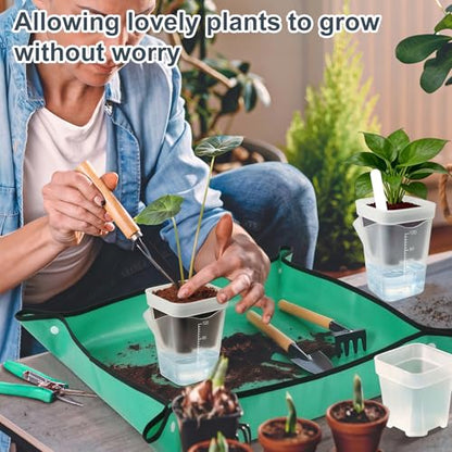 TREWAVE 16 Pack 2" Mini Self Watering Pots for Indoor Plants, Small Clear Plastic Planters with Drainage Holes, Propagation Pots for Alocasia Corms, African Violets, and Succulents - size: 2"