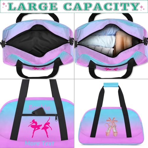 Personalized Dance Bag Girl Sport Duffel Bag, Custom Kids Gym Bag, Pink Ballet Gifts Customize Travel Duffle Bag with Name, Overnight Weekender Bags - color: Color 4, style: Ballet