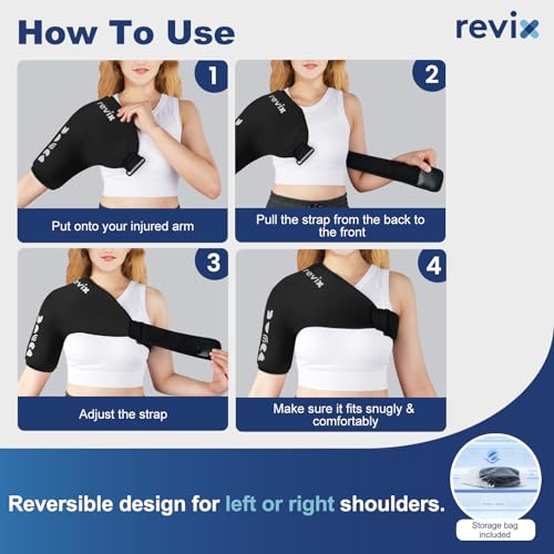REVIX Shoulder Ice Pack Wrap for Rotator Cuff, Solid Gel Cold Sleeve - size: Standard, style: Basic
