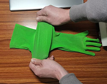 Chromakey Green Screen Gloves with Hood Invisible Effects Background for Green Screen Photography Photo Video (Tight x1Pair,Hood x1)