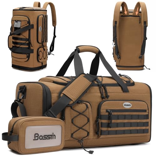 BOSSTIN Gym Bag for Men & Women, 45L-50L Expandable Sports Duffle Bag - color: Camel Checkered