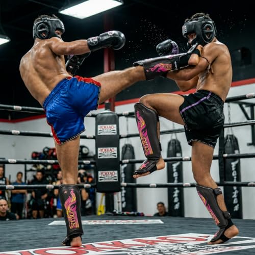 YOKKAO Microfiber Shin Guards - A-Grade Thai Microfiber | Multi-Layer Foam | Single-Shell Wrap | Produced at YOKKAO Factory, Thailand | S-L - color: Black Flame, size: Large
