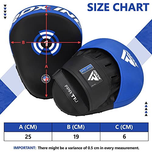 RDX Boxing Pads Focus Mitts, Maya Hide Leather Curved Hook and Jab Target Hand Pads, Great for MMA, Kickboxing, Martial Arts, Muay Thai, Karate Training, Padded Punching, Coaching Strike Shield - color: Blue
