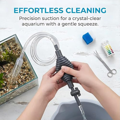Aquarium Gravel Cleaner with Flow Control Valve – Medium Fish Tank Siphon Vacuum Pump for Gravel & Sand, Water Change, 5.7FT Hose, Fits 10–50 Gallon Tanks