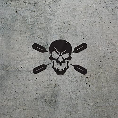 2 Pcs - Decal Stickers Of Skull With Oars Paddle Kayak Fishing Head (Black) Premium Waterproof Vinyl Decal Stickers For Laptop Phone Accessory Helmet Car Window Mug Tuber Cup Door Wall Deco ANDstic587