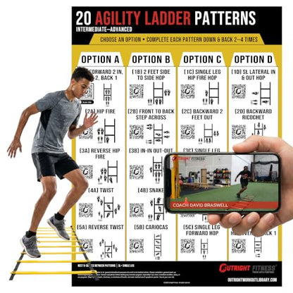 Guided Coaching Agility Ladder Drills Training System - Structured Speed & Footwork Charts with Built-in Progressions - size: 18x24", style: Intermediate–Advanced (18x24)