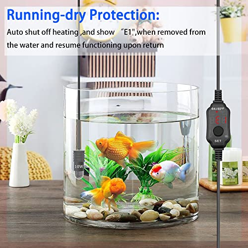 Adjustable Mini Aquarium Heater 0.5/1/2/3 Gallon Submersible Small Fish Tank Heater 10W/20W/30W Digital Display Thermostat External Temperature Controller - size: USB-10W