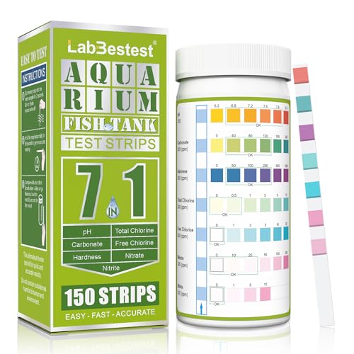 Aquarium Test Strips - Aquarium Water Test Kit - 150 Fish Tank Test Strips for Freshwater Saltwater - Pond Water Tester Kits - Rapid Accurate Easy to Test Nitrate, Nitrite and More (7-Way)