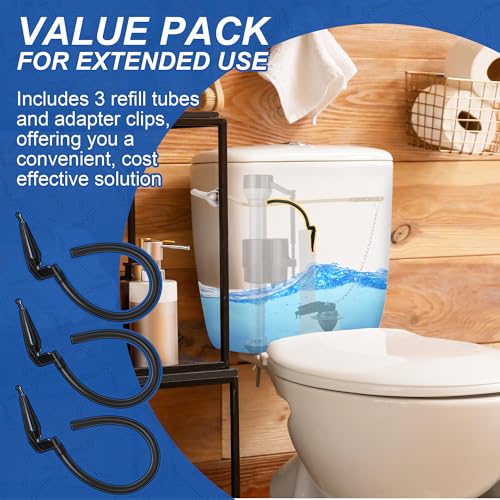 3 Pack Toilet Refill Tube and Clip Replacement, Toilet Repair Kit Inside Tank Compatible with 100, 200, 200A, 400A and Most Other Valves, 9.65” Length, Rubber and Plastic (Black) - color: Black