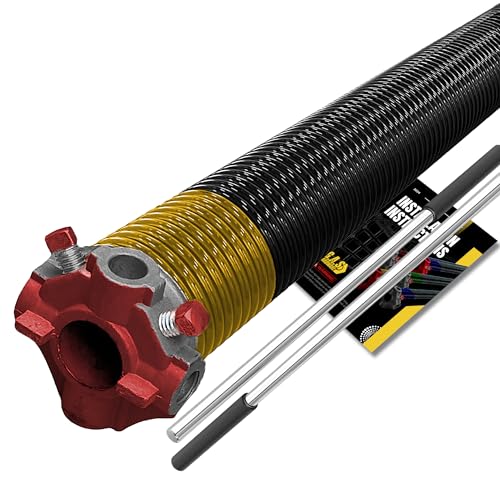 2" Garage Door Torsion Spring Replacement with Non-Slip Winding Bars & Manual, Red Cone for Left Side of Garage Door - Heavy Duty Precision E-Coating 5-Year Warranty Minimum 30,000 Cycles (250x2x34) - color: Red Cone (Left Side), size: 250x2x34