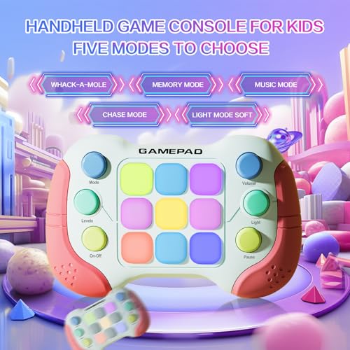 Christmas Fast Push Game Fidget Toys Handle, Upgraded Flashing Quick Press Games Pro for Kids, Speed Push Light Up Fidget Game, Educational Handheld Console Gamepad Toy for Boys, Girls - style: Red
