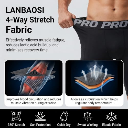 LANBAOSI Mens Compression Shorts with Phone Pocket Running Gym Yoga Athletic Tights Baselayer Summer Cool Dry Underwear Pack - color: Black+camo Green+dark Grey, size: Medium