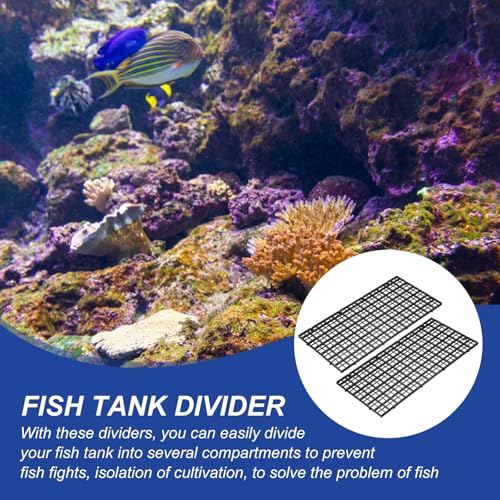uxcell 2Pcs Aquarium Fish Tank Divider, 12x6 Inch Plastic Egg Crate Light Diffuser Grid Filter Bottom Partition Separator with Sucker Clips and Suction Cups for Aquarium, Black
