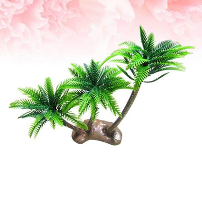 Amosfun Fake Coconut Tree Ornament Set 3.14 x 12.59 x 10.23 Inch Mini Hawaii Beach Scene Decoration for Home Shop Micro Landscape Aquarium Decoration Use