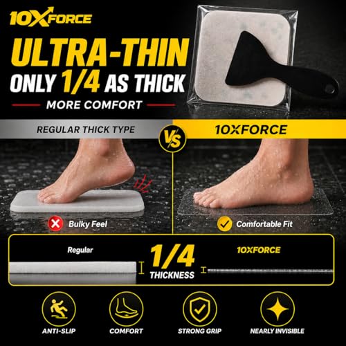 [Made in Korea] Ultra-Thin Bathtub Non Slip Stickers - Diamond Grip Anti Slip Shower Stickers with Strong Adhesive for Elderly, Safety Use (10)