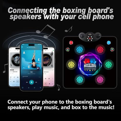 2025 Kids Musical Boxing Machine Comes with Boxing Gloves, 9 Modes, 420 Levels, 7 Lights, wall-Mounted Dual-Purpose, Memory and Reaction Training Equipment Christmas Birthday Gift for Kids