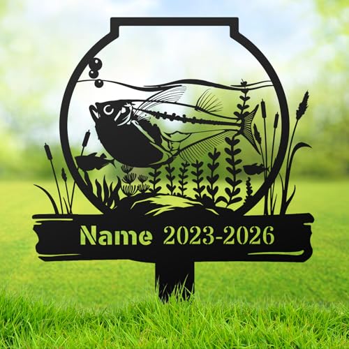 Hatchetfish Custom Memorial Garden Stake, Laser Cut Metal Headstone, Outdoor Yard Grave Marker, Aquarium Pet Fish Remembrance - color: Hatchetfish