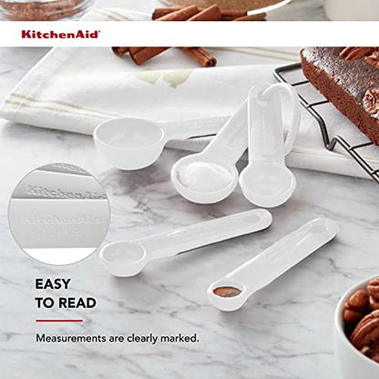 KitchenAid Plastic Measuring Spoons, Set Of 5, White - color: White