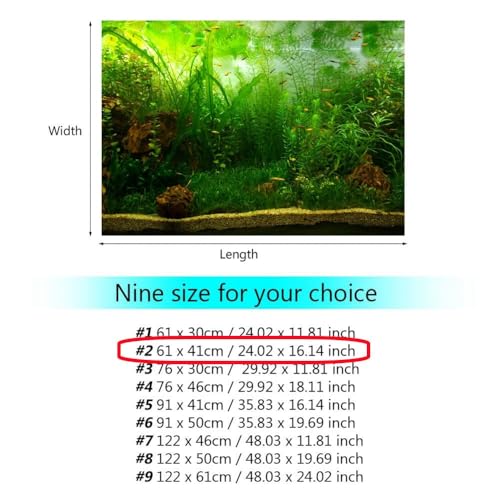 PVC Aquarium Background Poster,Water Grass PVC Adhesive Static Aquarium Wallpaper Background(61 * 41cm)