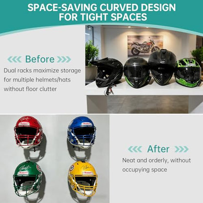 2 Pcs Wall Mounted Helmet Rack Storage Display Rack Hanger | Motorcycle Helmet Holder, For Equestrian/Baseball/Iron Man/Scout Trooper/Hockey Helmet, No Helmet - size: 2 PCS