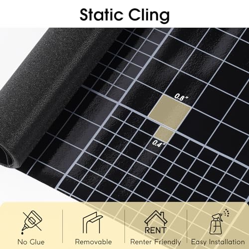 rabbitgoo Total Blackout Window Film, Sun Blocking Room Darkening Window Cling, Static Cling Heat Blocking Shade Removable Tint for Day Sleepers, Matte Black, 17.5" X 78.7" - color: Matte Black, size: 17.5" X 78.7"