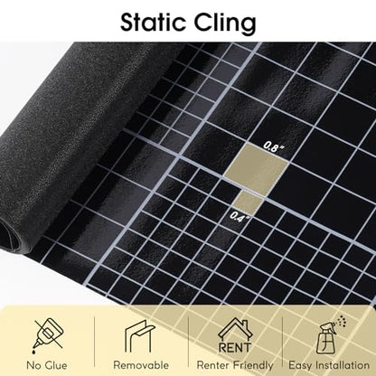 rabbitgoo Total Blackout Window Film, Sun Blocking Room Darkening Window Cling, Static Cling Heat Blocking Shade Removable Tint for Day Sleepers, Matte Black, 17.5" X 78.7" - color: Matte Black, size: 17.5" X 78.7"
