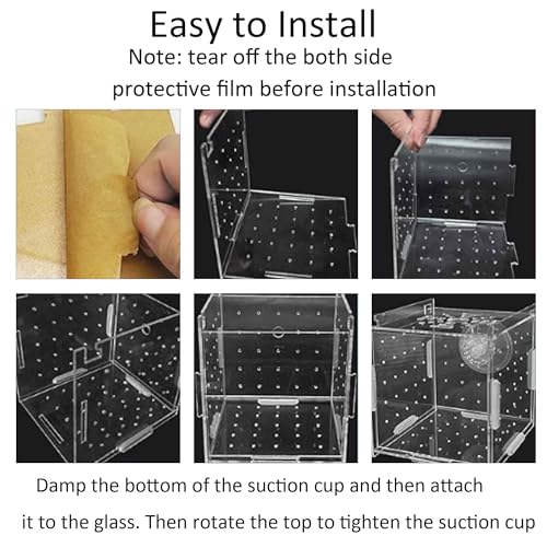 5.9 x 5.9 x 5.9 inch Acrylic Fish Breeding Box, Transparent Isolation Hatchery Incubator with Suction Cups for Guppy Shrimp Small Baby Fishes Aquarium Nursery Tank - size: 5.9 x 5.9 x 5.9 inch