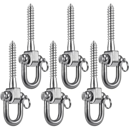 SELEWARE 6 Pack Swing Hangers Swing Set Hooks Stainless Steel Hammock Hooks | Heavy Duty Swing Mount for Porch Swing, Hammock Chair, Heavy Bag, Yoga Silk, Suspension Straps, Gymnastics Rings - color: Stainless 6 Pack Swing Hooks