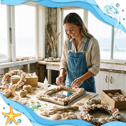35 Pcs Large Sea Shells Mixed Beach Seashells 35 Kinds 0.8"-3.5" Various Sizes Natural Seashell Starfish Ocean Shells Conch for DIY Crafts Vase Fillers Beach Party Fish Tank Wedding Home Decor