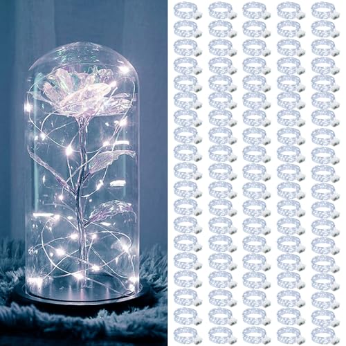 ZGWJ 100 Pack Fairy Lights Battery Operated, 7ft 20 Mini LED Fairy String Lights Silver Wire 4 Modes for DIY, Parties, Wedding, Bedroom, Halloween Christmas Decoration White - color: White, size: 100