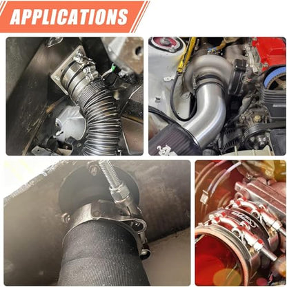 2 Pack 2" T-Bolt Hose Clamps, 304 Stainless Steel Turbo Intake Clamp, Working Range 2.20"-2.52"(56mm-64mm) for 2" I.D. Hose with 5mm Wall Thickness.(Suggest measure hose O.D. before buying) - size: 2" hose clamp 56mm-64mm (2.2-2.5”)