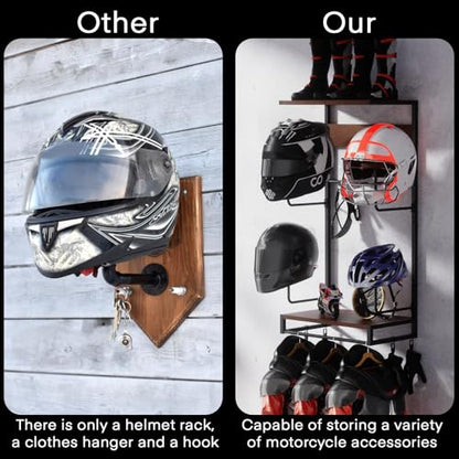 Motorcycle Helmet Holder Wall Mount for Moto Gear Storage Display - size: Large