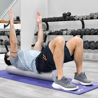 OPTP Silver AXIS Moderately Firm Foam Roller – Round, Silver, 36" x 6" | Moderate density for sports medicine, physical therapy, Pilates, yoga, trigger point myofascial release, Heat-molded EPP foam - size: 36" x 6" Round