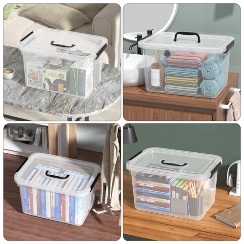 4-Pack Plastic Storage Bins Boxes Containers with Lids, 18 L Clear Latching Box with Handle - size: 18 L
