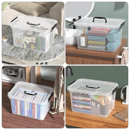 4-Pack Plastic Storage Bins Boxes Containers with Lids, 18 L Clear Latching Box with Handle - size: 18 L