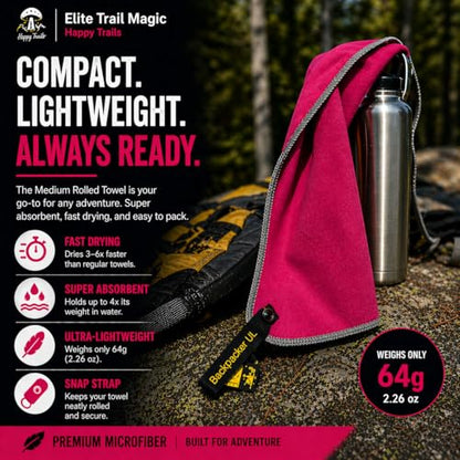 Backpacking Ultralight Quick Dry Microfiber Soft Fast Drying Hand and Face Towel Wash Cloth Camping Yoga Hiking Active Lifestyle (Magenta, Medium16x28) - color: Magenta, size: Medium