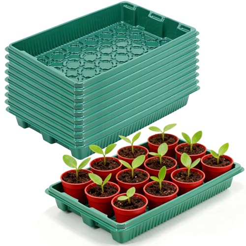 10 Packs Seed Starter Trays (No Drain Holes), 14.8"x9.6" Thicken Reusable Plant Grow Trays, Ideal for Seed Starting, Growing Microgreens, Indoor Gardening, 2.2" Deep