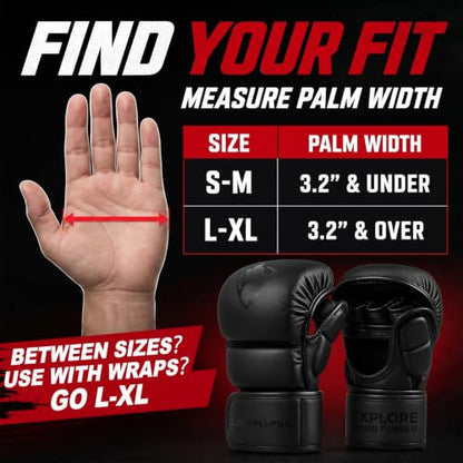 LIBERLUPUS MMA Gloves for Men – Punching Bag Gloves for Men, Open Palm Training Gloves for MMA Sparring, Kickboxing, Muay Thai, Youth Self-Defense, Durable Synthetic Leather with Wrist Support - size: Large-X-Large