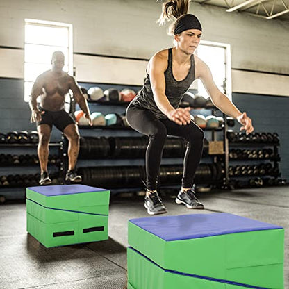 BestMassage Gymnastics Mat Incline Mat Tumbling Mat Folding Gymnastic Tumbling Mat Indoor/Outdoor Exercise Mat Home Gym Yoga Mat with Handle - color: Blue