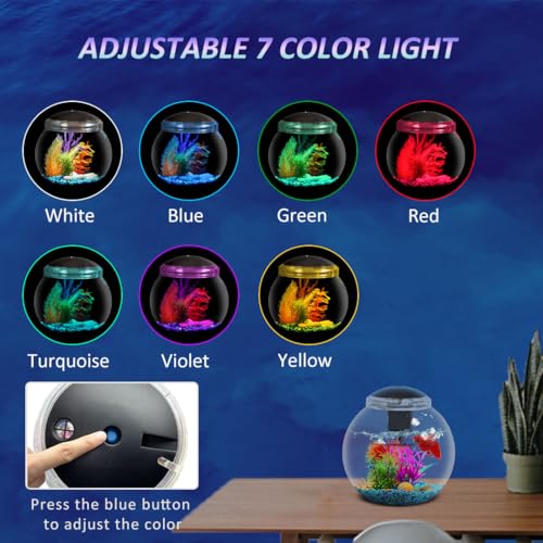 3-Gallon Aquarium Starter Kit, Ideal for Betta Fish and Other Tropical Fish, Includes Power Filter, LED Light, Hood, and Illustrated User Set Up Guide, Impact-Resistant Plastic