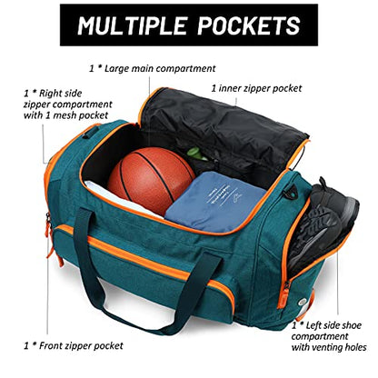 MIER Large Gym Bag for Men 60L Duffel Bag with Shoe Compartment - color: Olive Green